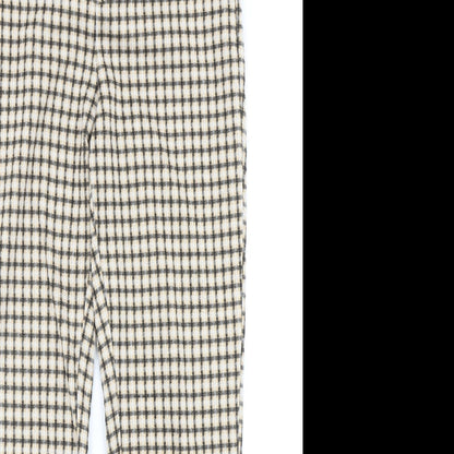 Mango Womens Yellow Geometric Polyester Carrot Trousers Size L Regular Zip