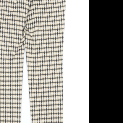 Mango Womens Yellow Geometric Polyester Carrot Trousers Size L Regular Zip