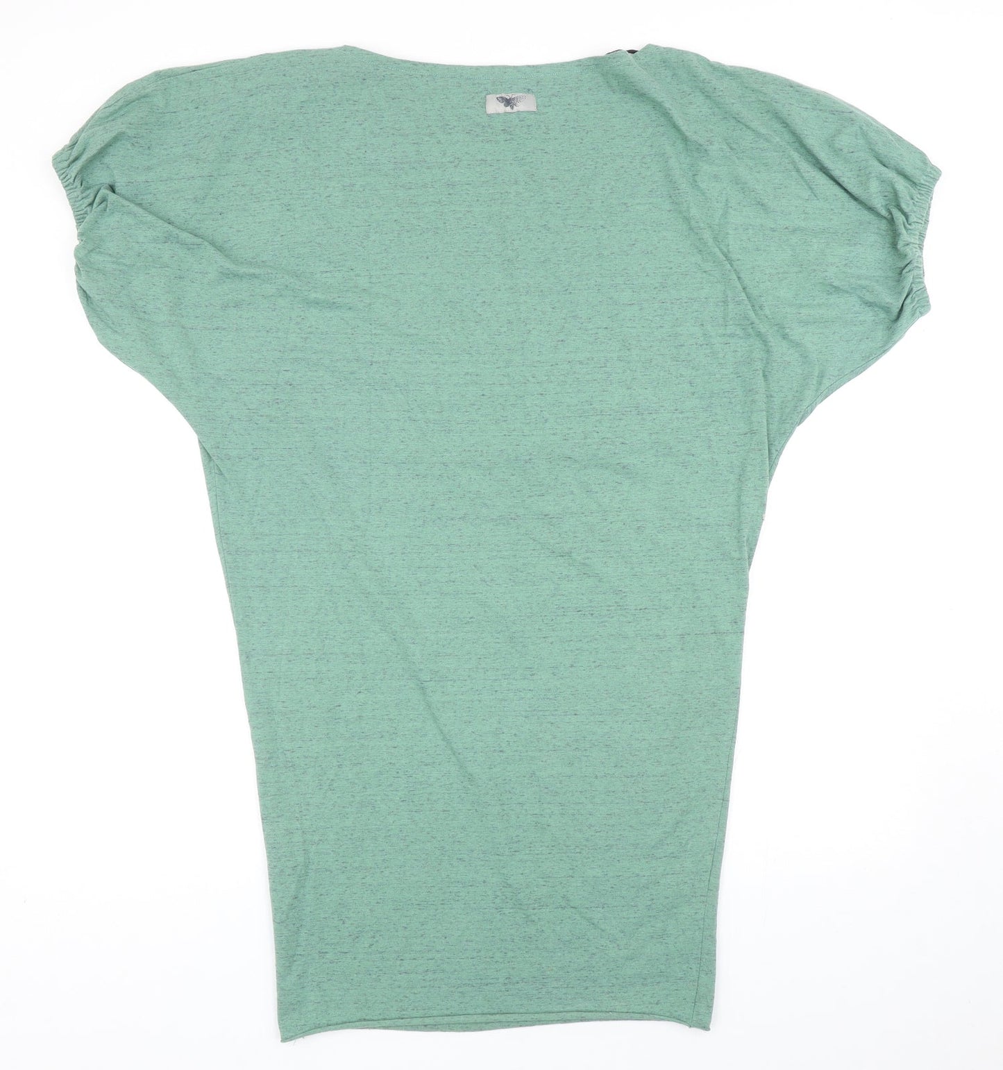 By Insomnia Womens Green Cotton T-Shirt Dress Size S Round Neck Pullover -