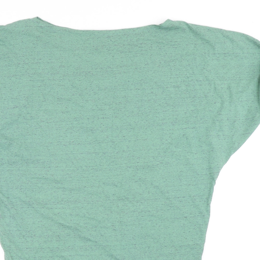 By Insomnia Womens Green Cotton T-Shirt Dress Size S Round Neck Pullover -