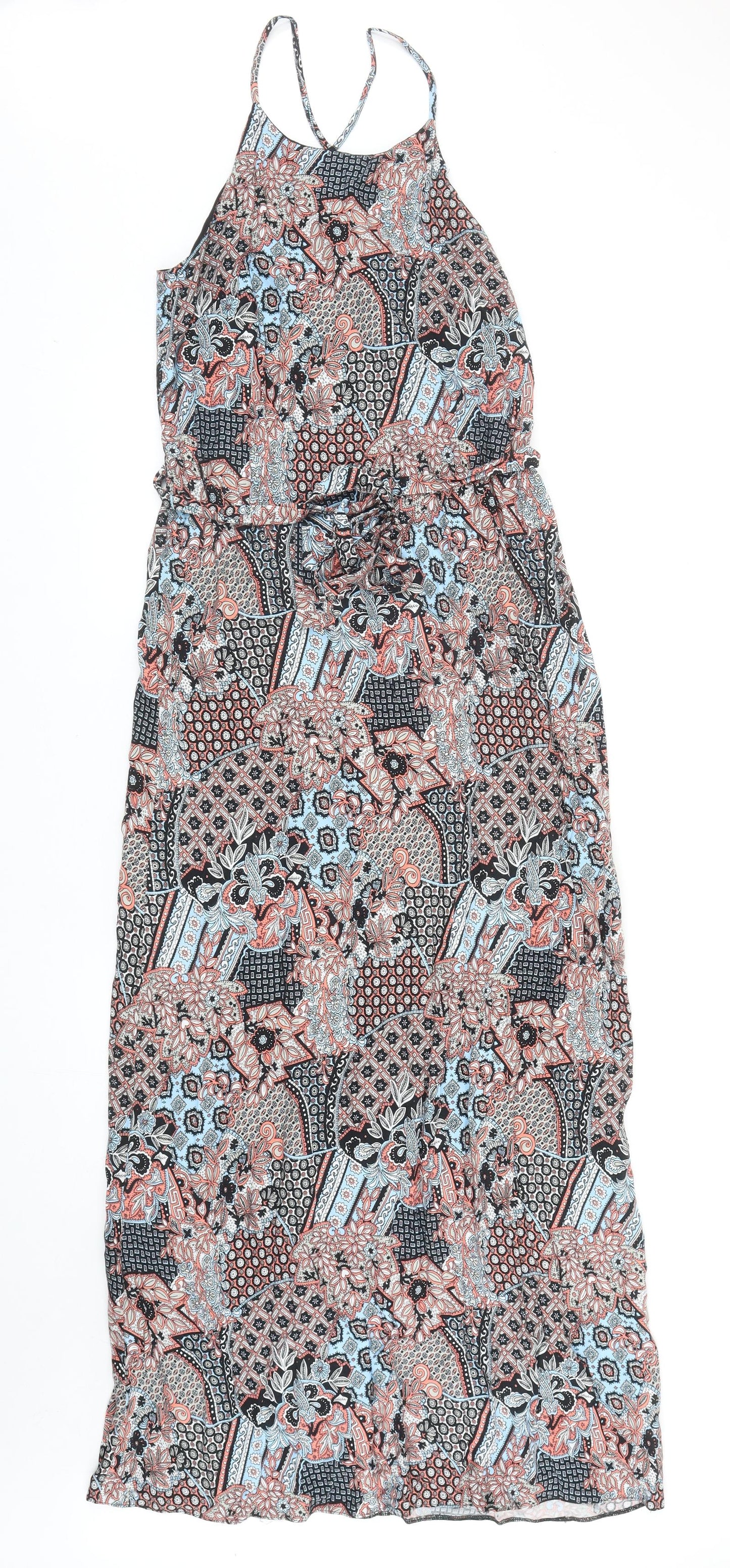 Dorothy Perkins Womens Multicoloured Geometric Polyester Maxi Size 8 Scoop Neck Pullover