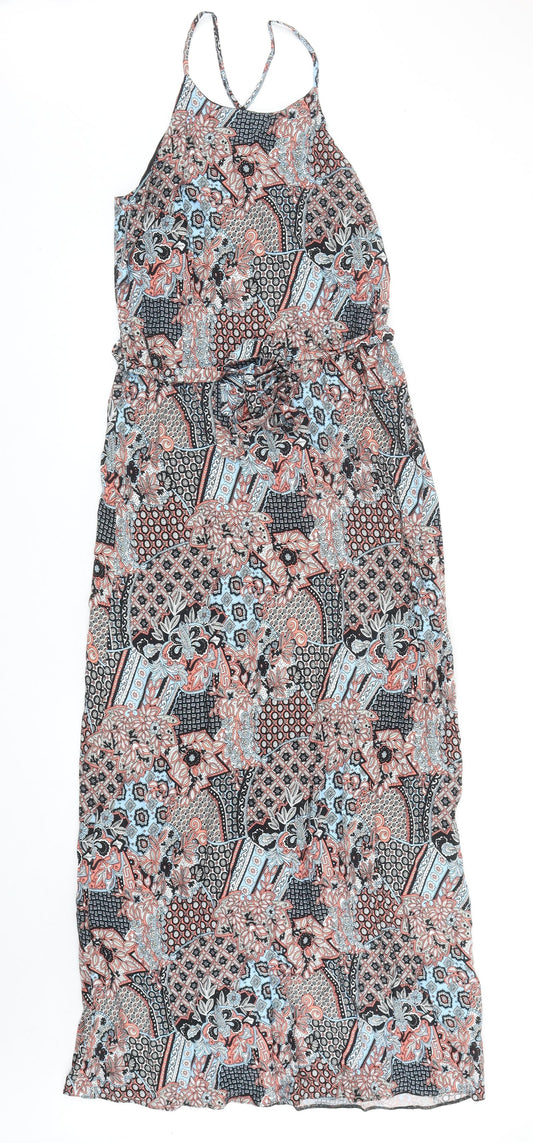 Dorothy Perkins Womens Multicoloured Geometric Polyester Maxi Size 8 Scoop Neck Pullover