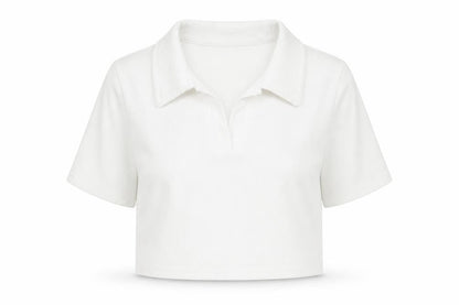 Womens UK Size M SheIn White Cropped Polo