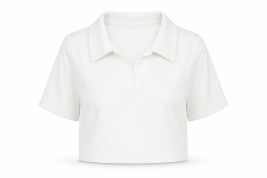 Womens UK Size M SheIn White Cropped Polo