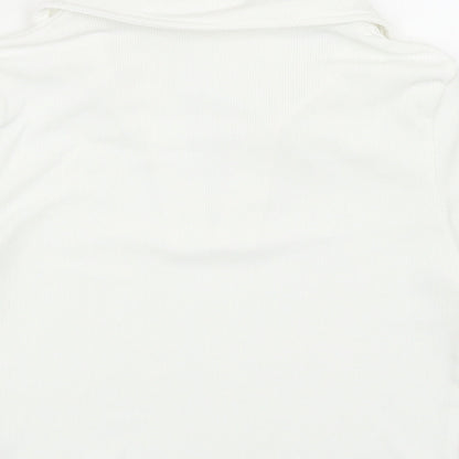 SheIn Womens White Cotton Cropped Polo Size M Collared