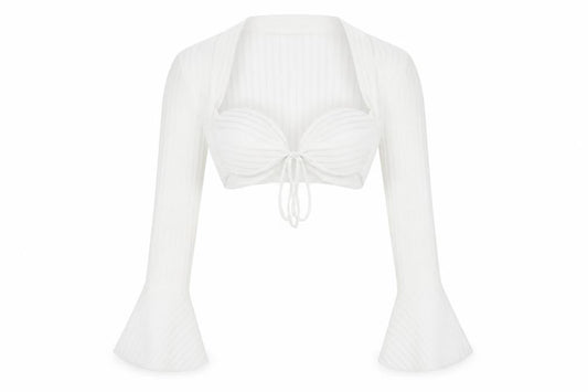 Womens UK Size XS SheIn White Cropped Blouse