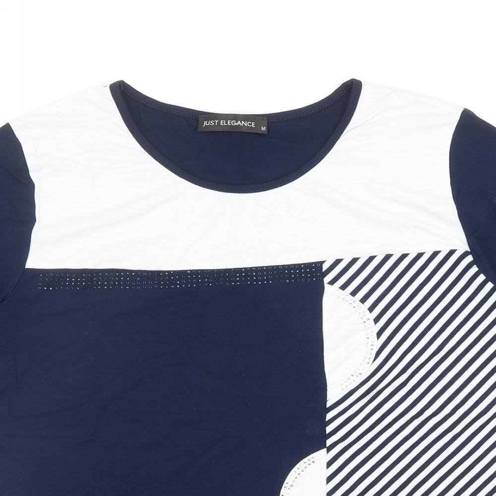 Womens UK Size M Just Elegance Blue Basic T-Shirt