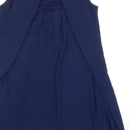 Quiz Womens Blue Polyester A-Line Size M Scoop Neck Button - Necklace Detail