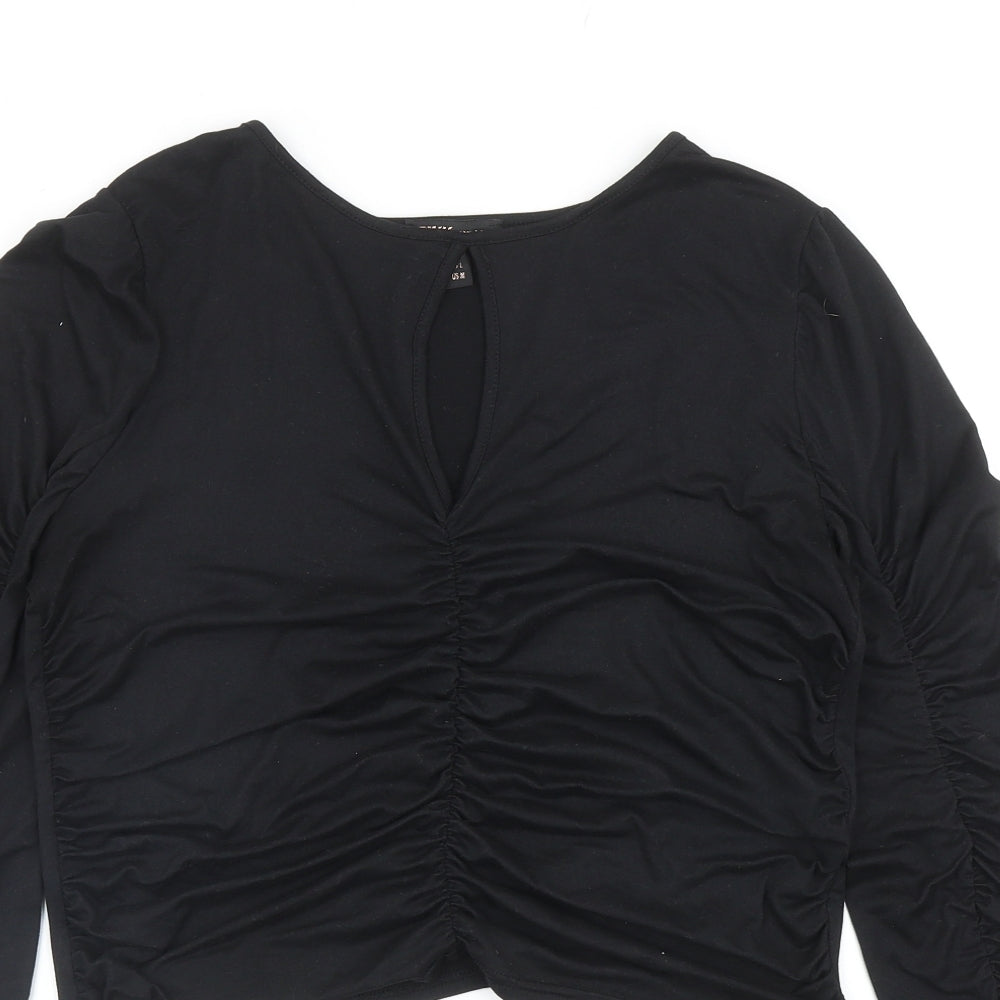 Womens UK Size L Pink Vanilla Black Basic Blouse
