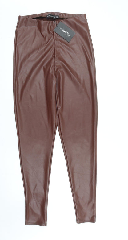 Womens UK Size 10 PRETTYLITTLETHING Regular Fit  Brown Trousers
