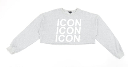 I SAW IT FIRST Womens Grey Polyester Pullover Sweatshirt Size M Pullover