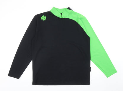 Clover Mens Black Colourblock Polyester T-Shirt Size M High Neck