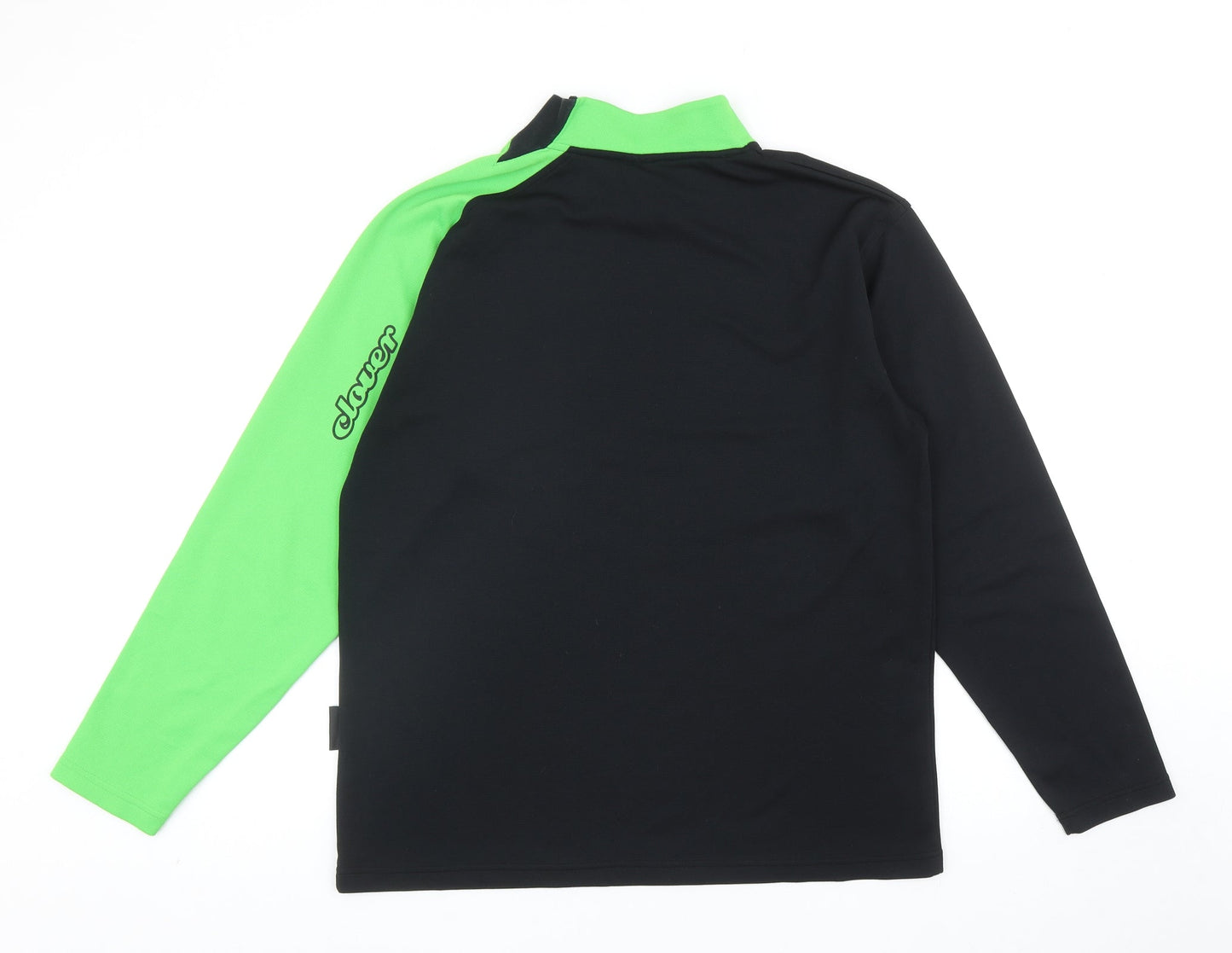 Clover Mens Black Colourblock Polyester T-Shirt Size M High Neck