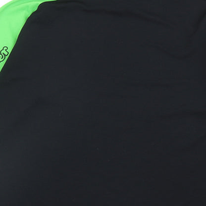 Clover Mens Black Colourblock Polyester T-Shirt Size M High Neck