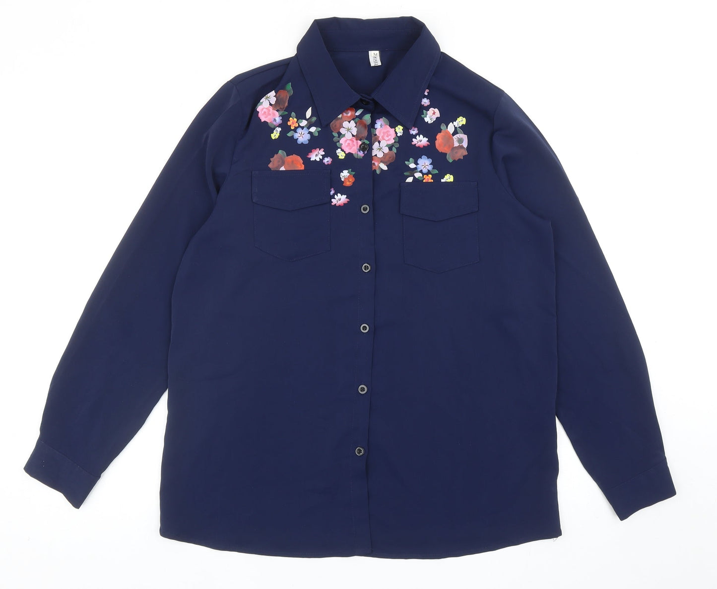 Womens UK Size M MissLook Blue Basic Button-Up