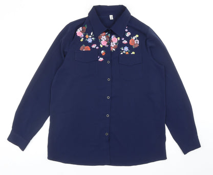Womens UK Size M MissLook Blue Basic Button-Up