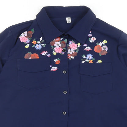 Womens UK Size M MissLook Blue Basic Button-Up