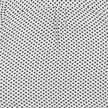 LOFT Womens Black Geometric Polyester Basic Button-Up Size M Collared