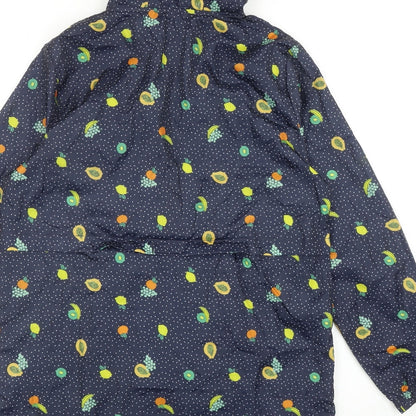 George Womens Blue Geometric Rain Coat Coat Size 10 Zip