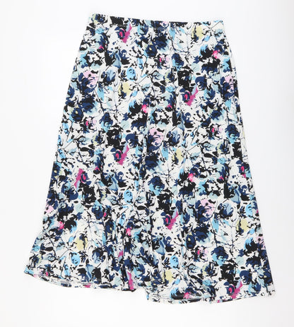 Alexara Womens Blue Geometric Polyester Swing Skirt Size 14