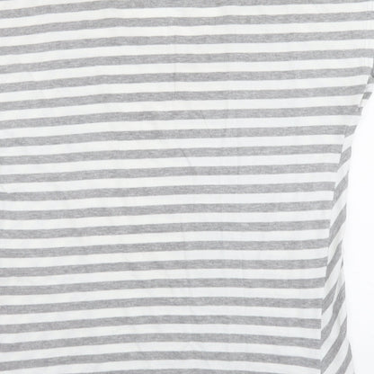 Being Casual Womens Grey Striped Cotton Basic T-Shirt Size 12 Round Neck