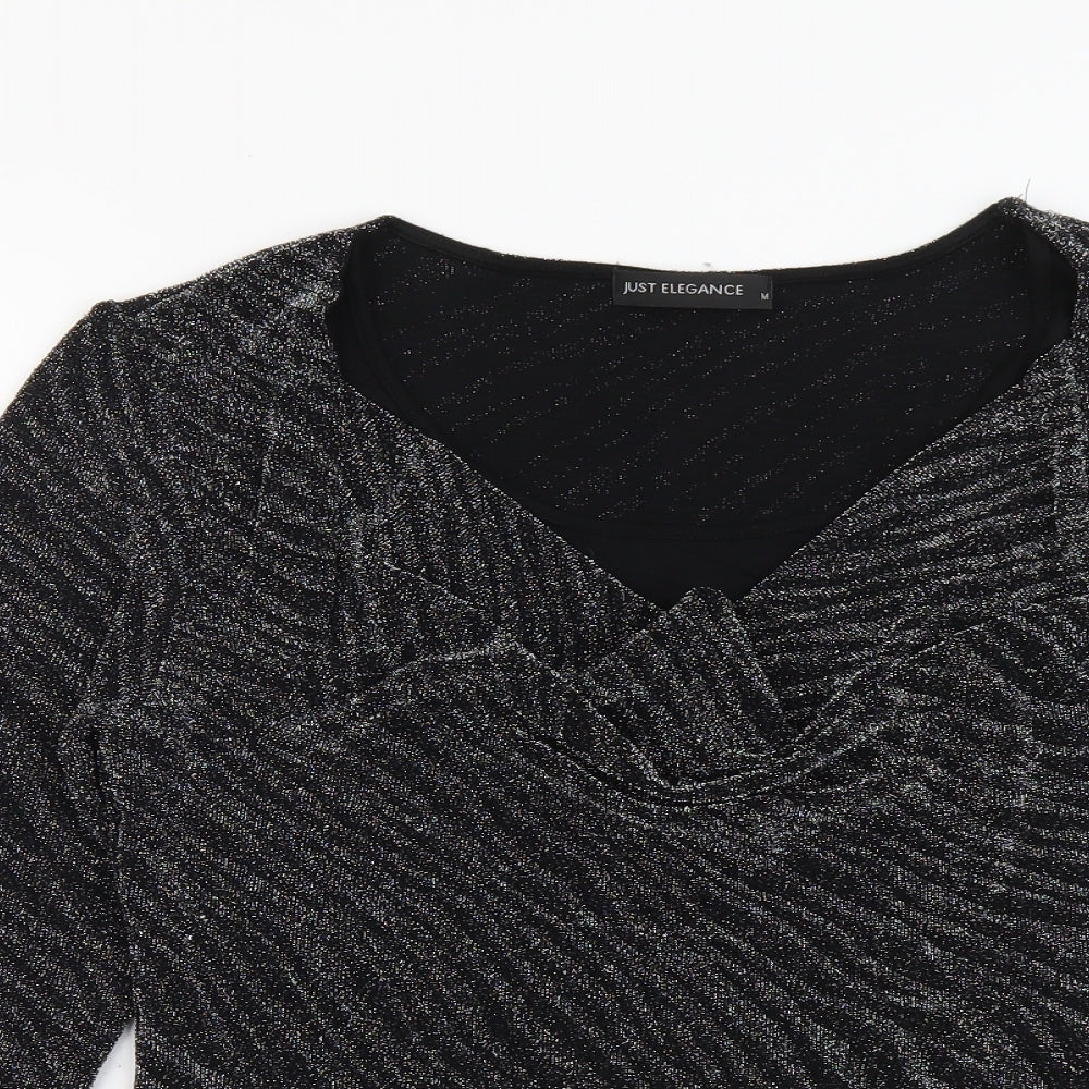Womens UK Size M Just Elegance Silver Basic Blouse