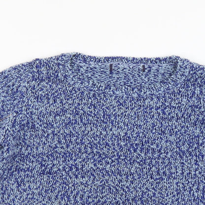 Marks and Spencer Womens Blue Boat Neck Cotton Pullover Jumper Size 10