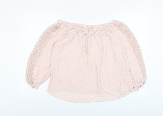 F&F Womens Pink Viscose Basic Blouse Size 16 Off the Shoulder