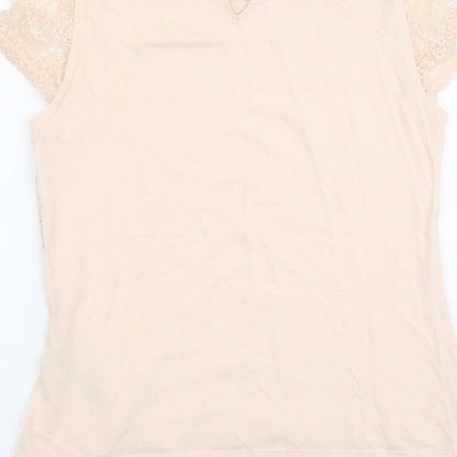 Womens UK Size 12 Dorothy Perkins Pink Basic T-Shirt