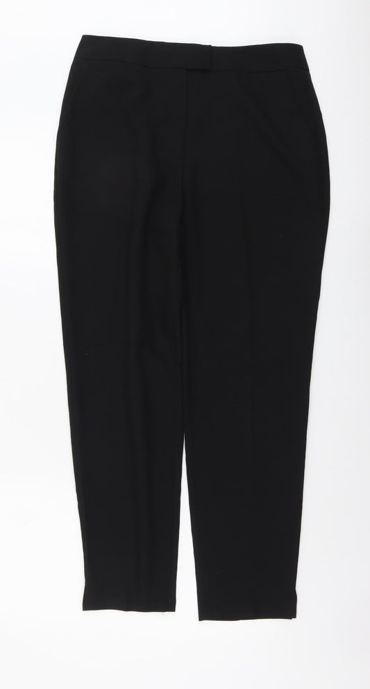 F&F Womens Black Polyester Trousers Size 10 L27 in Regular Button