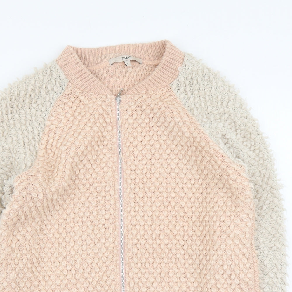 Womens UK Size 8 NEXT Pink Full Zip Jumper