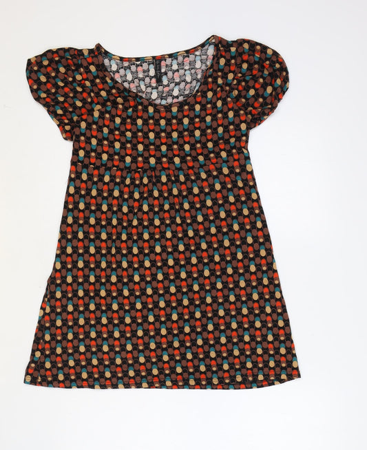 EVIE Womens Multicoloured Geometric Viscose A-Line Size 10 Scoop Neck Pullover