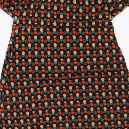 EVIE Womens Multicoloured Geometric Viscose A-Line Size 10 Scoop Neck Pullover
