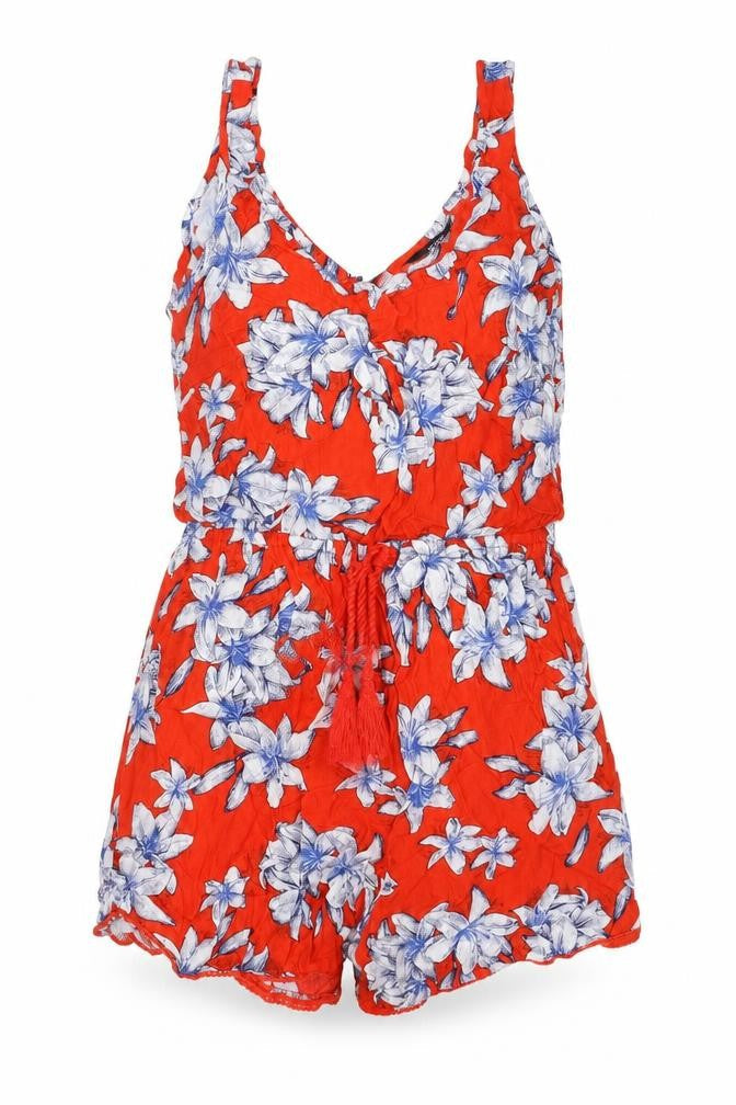 Womens UK Size 6 F&F One-Piece Red Playsuit