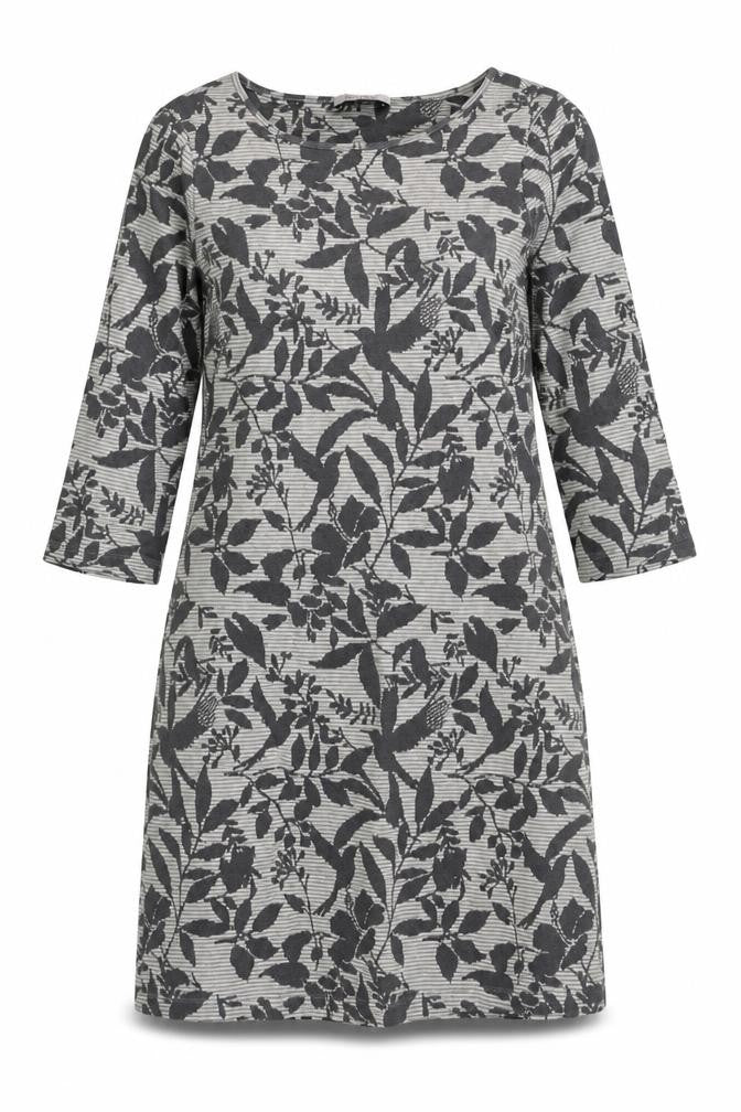 Marks and Spencer Womens Grey Geometric Cotton A-Line Size 12 Round Neck Pullover