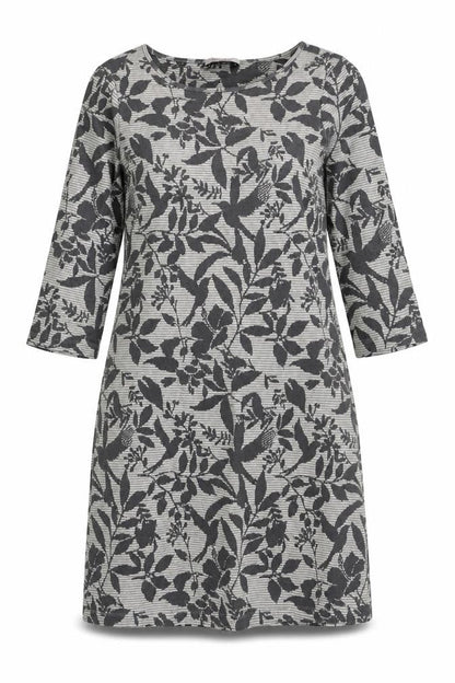Marks and Spencer Womens Grey Geometric Cotton A-Line Size 12 Round Neck Pullover