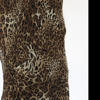 Angel Baby Womens Brown Animal Print Polyester A-Line Size M One Shoulder Zip