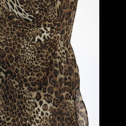 Angel Baby Womens Brown Animal Print Polyester A-Line Size M One Shoulder Zip