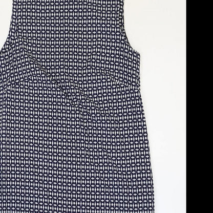 Stella Womens Blue Geometric Polyester Shift Size 8 Boat Neck Zip