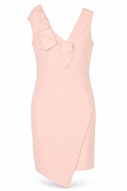 Sheilay Womens Pink Polyester Pencil Dress Size S V-Neck Zip
