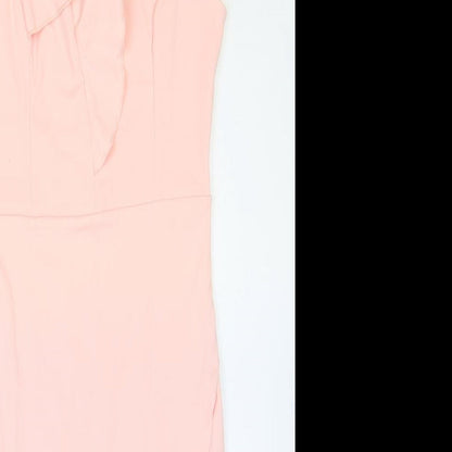 Sheilay Womens Pink Polyester Pencil Dress Size S V-Neck Zip