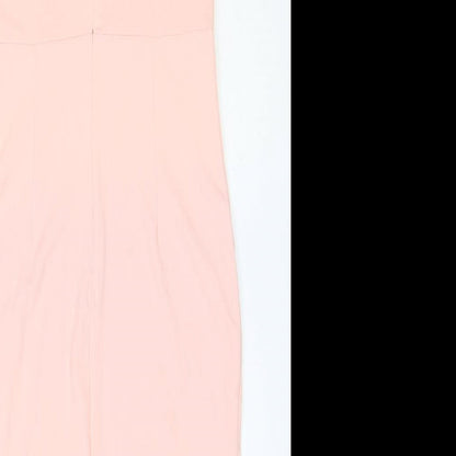 Sheilay Womens Pink Polyester Pencil Dress Size S V-Neck Zip