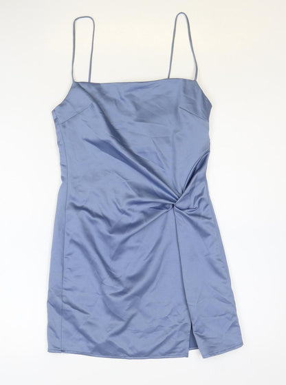 Topshop Womens Blue Polyester Mini Size 4XL Square Neck Zip