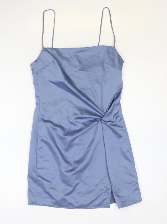 Topshop Womens Blue Polyester Mini Size 4XL Square Neck Zip