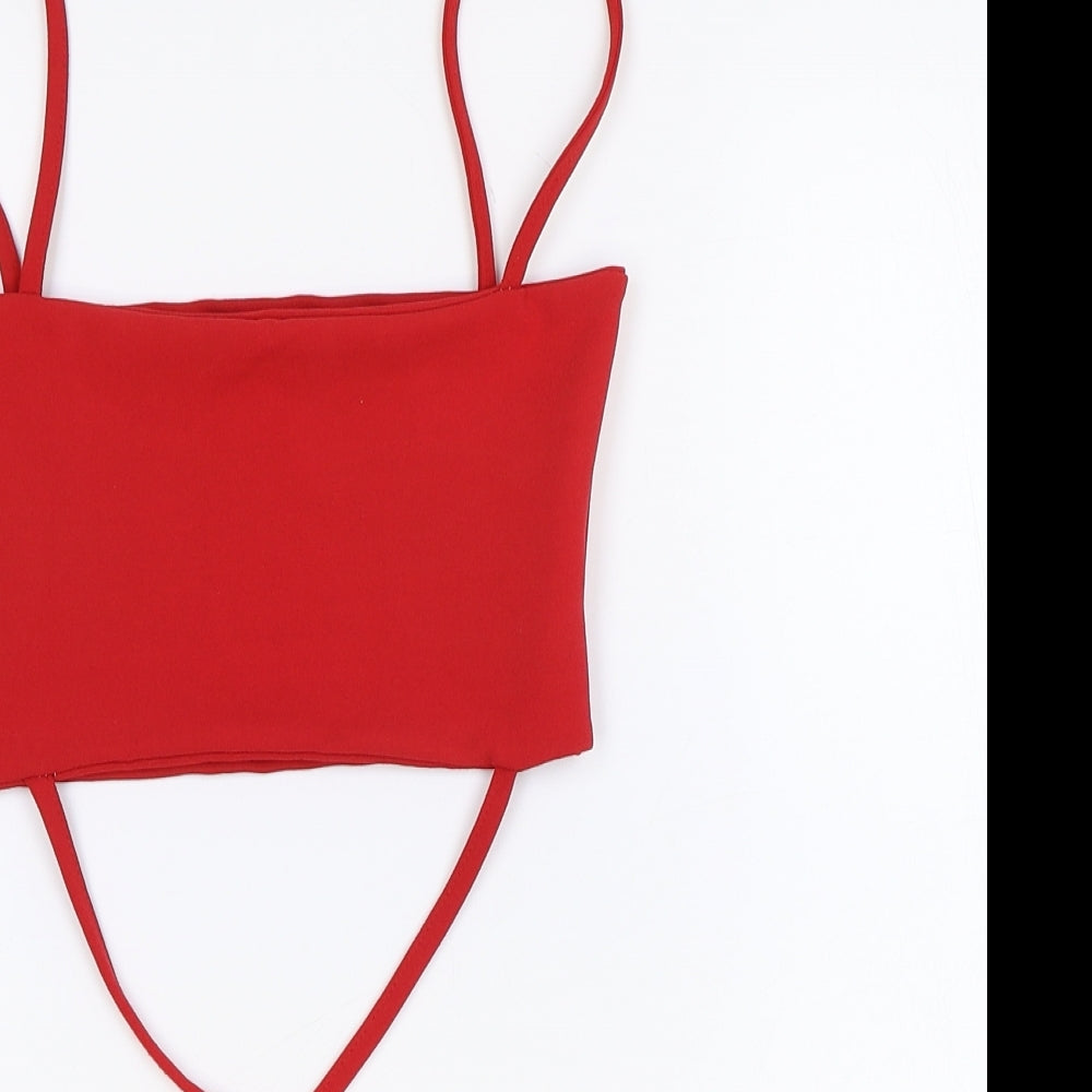 Womens UK Size 6 PRETTYLITTLETHING Red Cropped Tank