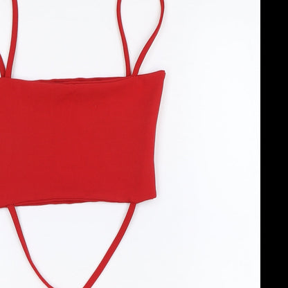 Womens UK Size 6 PRETTYLITTLETHING Red Cropped Tank