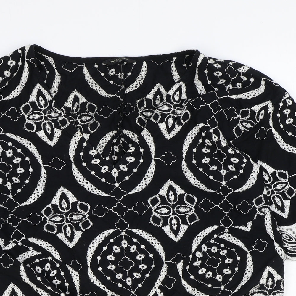 Womens UK Size 8 River Island Black Basic Blouse