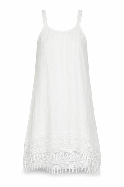 Rebellion Womens White Polyester Slip Dress Size S Scoop Neck Pullover