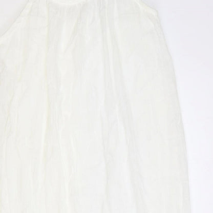 Rebellion Womens White Polyester Slip Dress Size S Scoop Neck Pullover