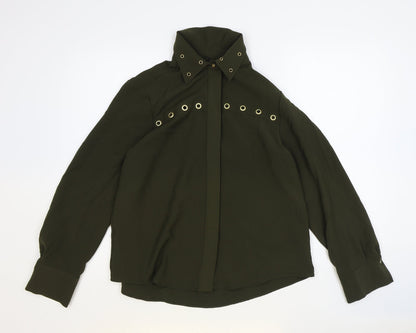 Womens UK Size S Zara Green Basic Button-Up